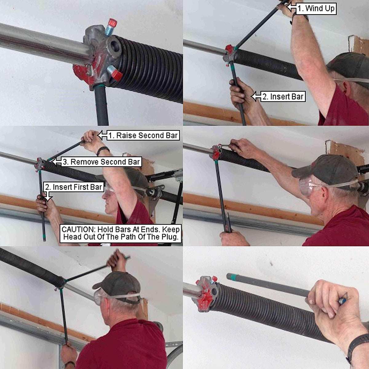 2 Pack 18 Inch Winding Rods for Garage Torsion Springs Repair Replacement, 0.5inch Diameter Steel Winding Bars for Adjusting or Replacing Garage Door Tension Springs with Rubber Handle - Garage and Sliding Door Hardware