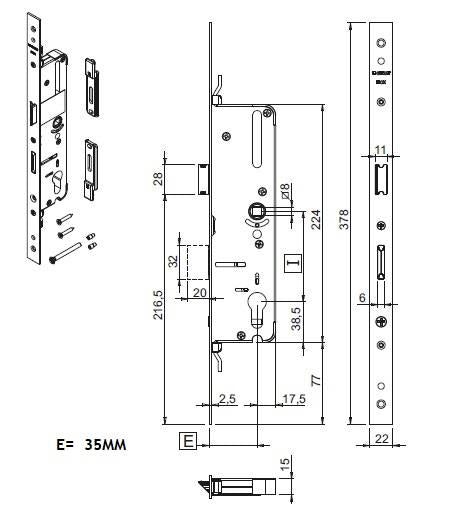 Giesse Multipoint Lock Gear 856-10021 - Garage and Sliding Door Hardware