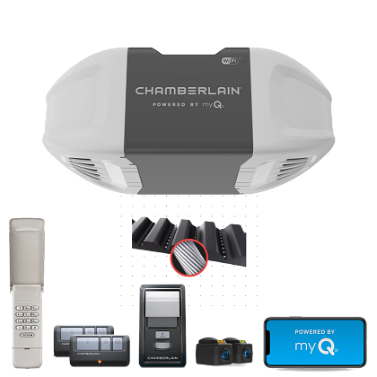 Chamberlain B4505T 3/4 HP Smart Quite Belt Drive Garage Door Opener - Garage and Sliding Door Hardware