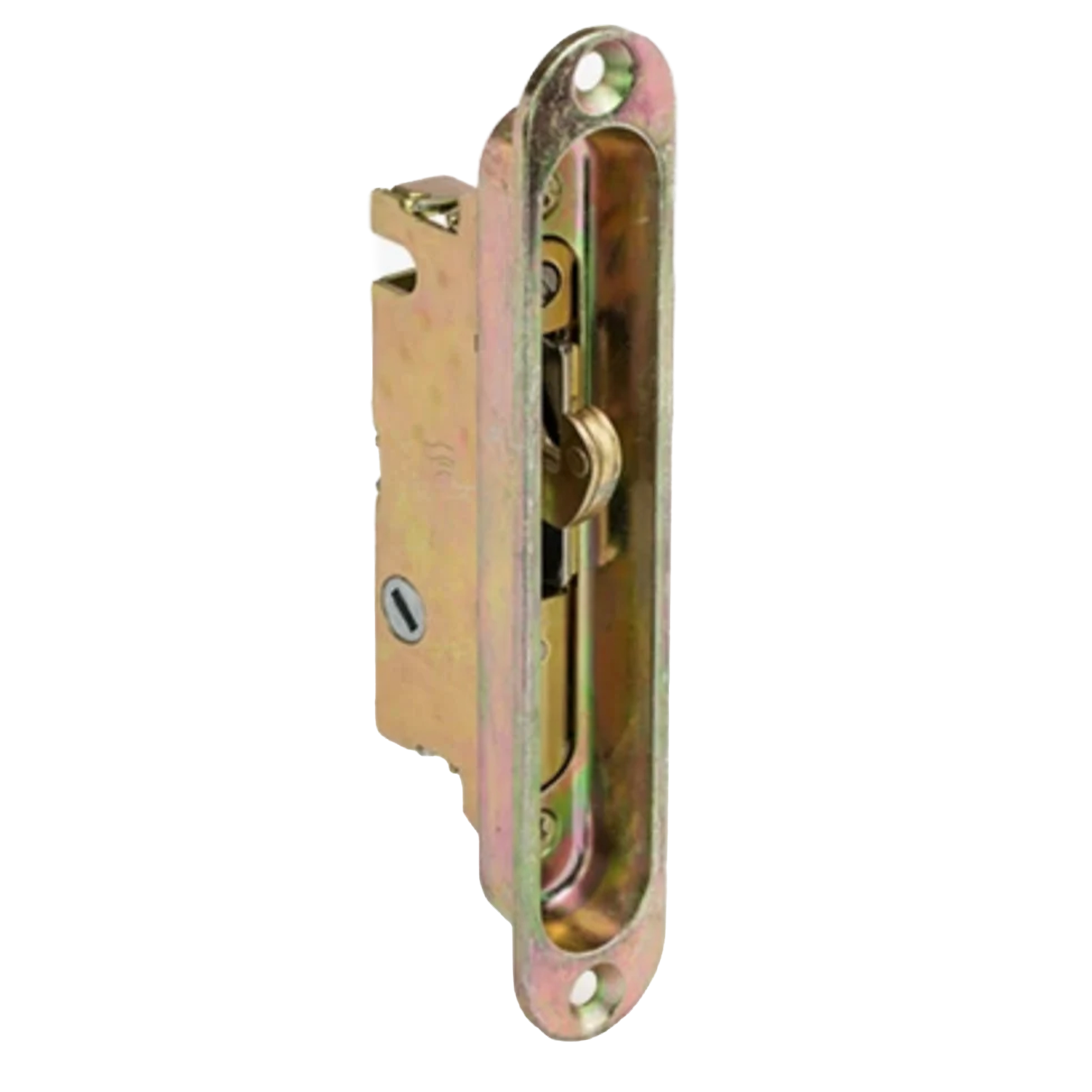Mortise Lock and Trim Plate Keeper| 1" Wide w/ 5-1/4" Screw Holes w/ 45 Degree Keyway (DL-702) - Garage and Sliding Door Hardware