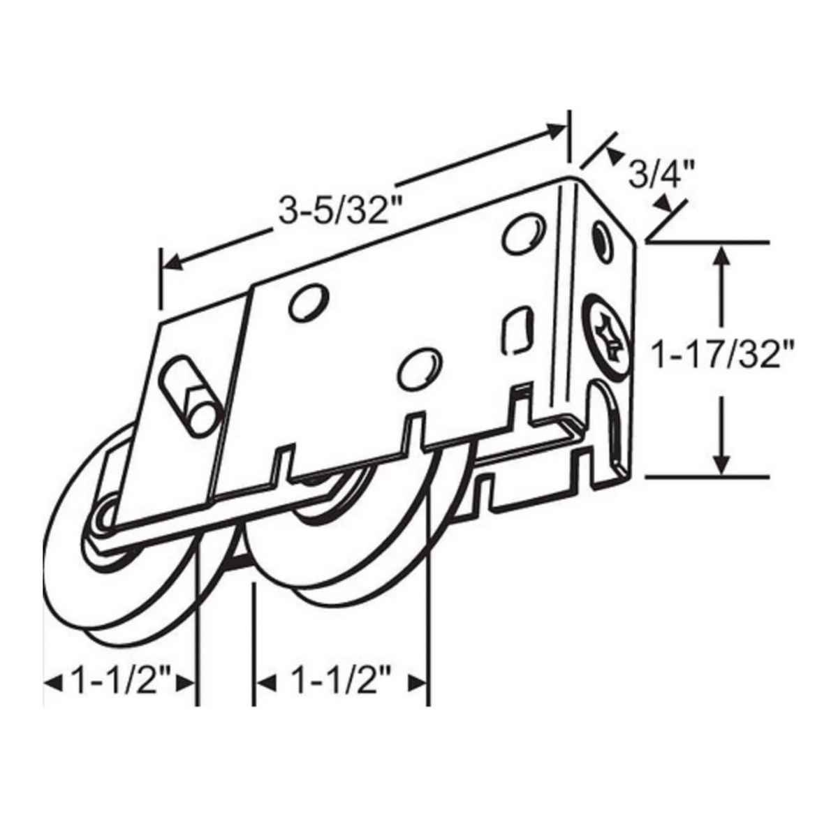 (DR-255-N) Harcar Tandem Roller for Sliding Glass Doors NYLON WHEEL