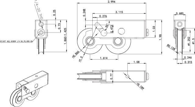 Tandem Steel Ball Bearing Sliding Glass Door Roller
