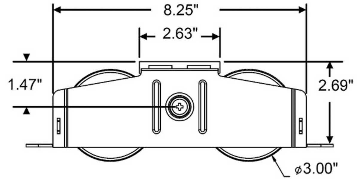(DR-9-534) PGT Sliding Patio Door Tandem Roller Assembly with Nylon Wheel - Garage and Sliding Door Hardware