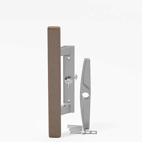 Sliding Patio Glass Door Handle Wood with Aluminum - 3-15/16" Hole Spacing - DH-104 - Garage and Sliding Door Hardware