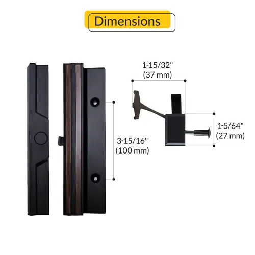 Sliding Patio Door Handle with 3-15/16" Hole Spacing (DH-21409) - Garage and Sliding Door Hardware