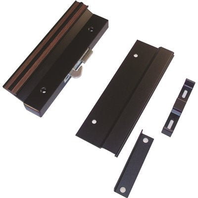 Sliding Glass Door Handle Set, 4-15/16 In. Hole Spacing, Extruded Aluminum, Black | Fix and Replace Patio Door Handle Set (DH-152) - Garage and Sliding Door Hardware