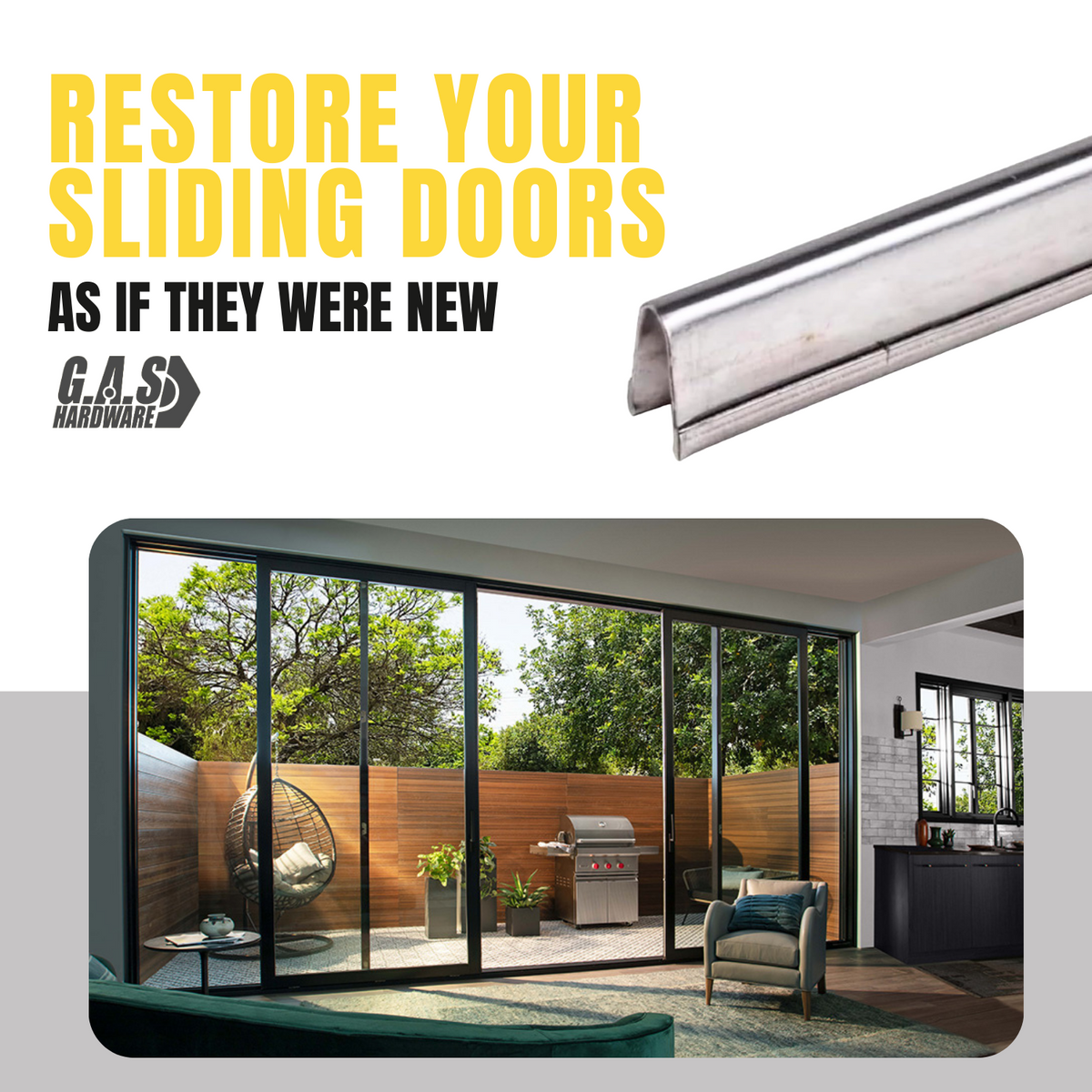 Premium Large Sill Track Cover for Sliding Patio Glass Screen Doors | Sliding Door Repair Replacement 5/16" W x 9/16" H Stainless Steel - Garage and Sliding Door Hardware