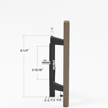 Sliding Patio Glass Door Black with Wood Handle and 3-15/16" Hole Spacing - DH-141 - Garage and Sliding Door Hardware