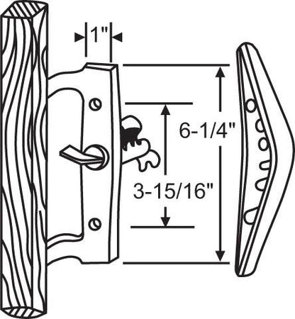 Sliding Patio Glass Door Black with Wood Handle and 3-15/16" Hole Spacing - DH-141 - Garage and Sliding Door Hardware