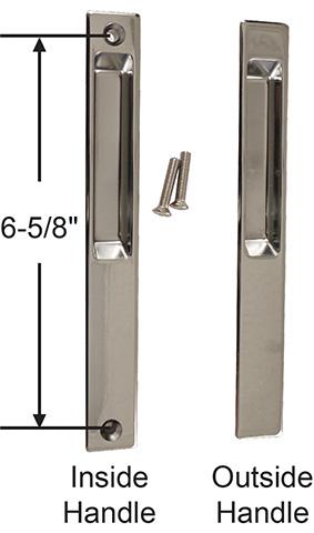 Sliding Patio Glass Door Flush Mount Dummy Handle, 6-5/8" Hole Spacing - No Lock - Garage and Sliding Door Hardware