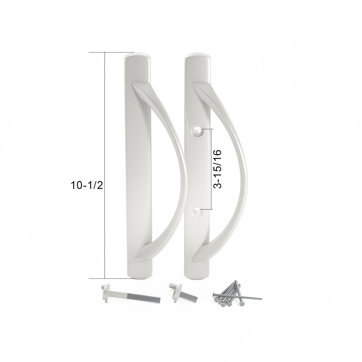 (DH-588-W) Amesbury Truth Handle Set For Doors, 3-15/16" Hole Space- White - Garage and Sliding Door Hardware