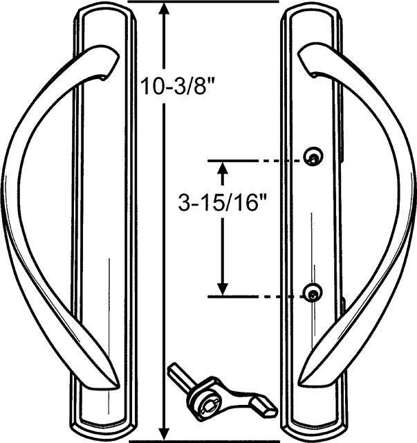 (DH-645) Amesbury Truth Handle Set For Doors, 3-15/16" Hole Space - SQUARE DRIVE LATCH - Garage and Sliding Door Hardware