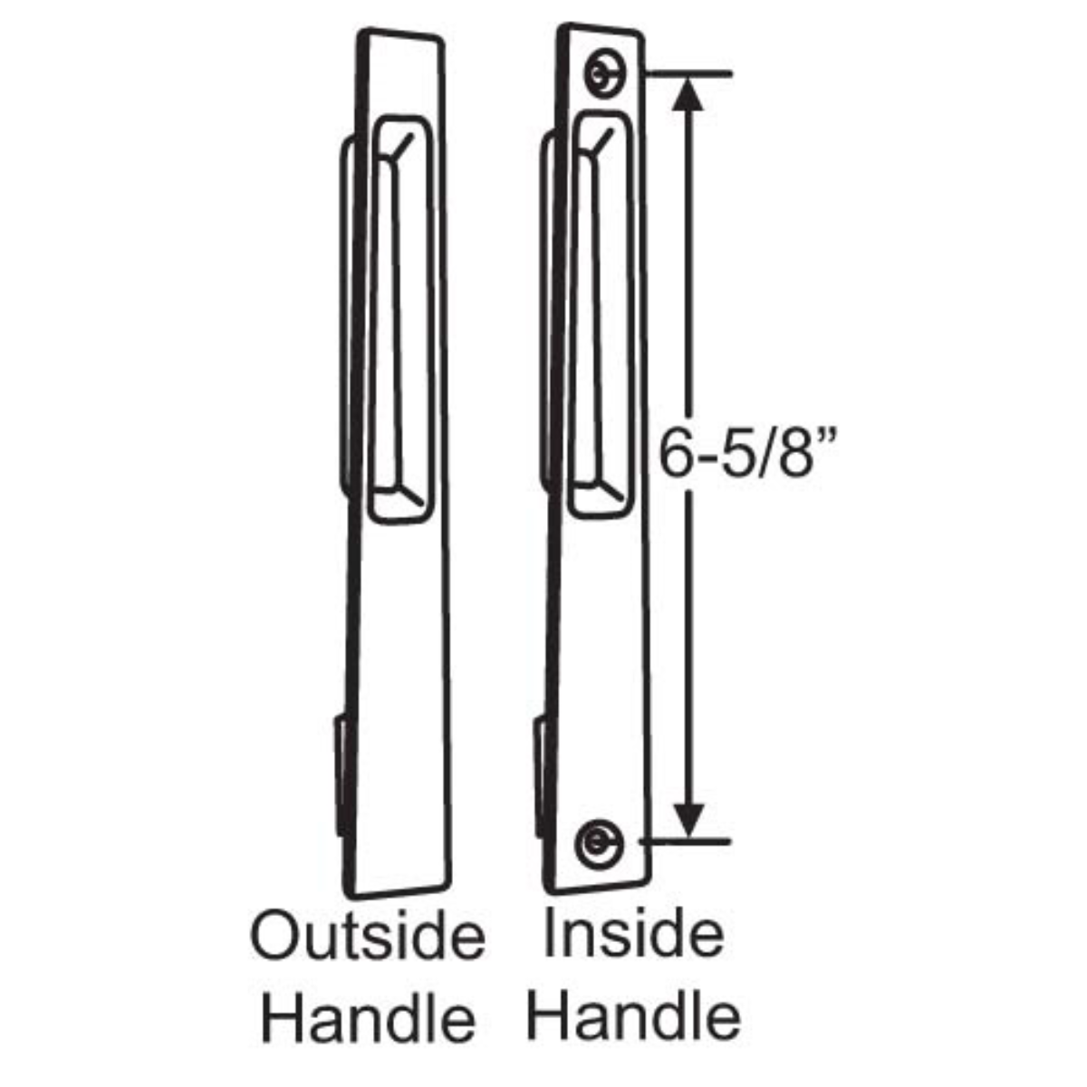 Sliding Patio Glass Door Flush Mount Dummy Handle, 6-5/8" Hole Spacing - No Lock - Garage and Sliding Door Hardware