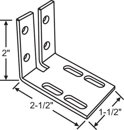 2-1/2" Sliding Door Fixed Panel Bracket Stop with Slot - Garage and Sliding Door Hardware