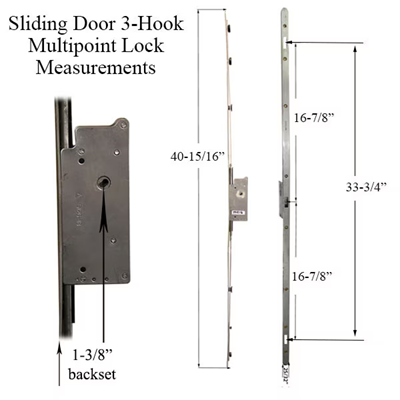 Stainless Steel Ashland  Sliding Patio Door Multi Point Mortise Lock - DL-821 - Garage and Sliding Door Hardware
