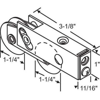 (DR-267-SS) P.E. Premium Roller for Sliding Glass Doors 1 1/4” wheel - Stainless Steel - Garage and Sliding Door Hardware