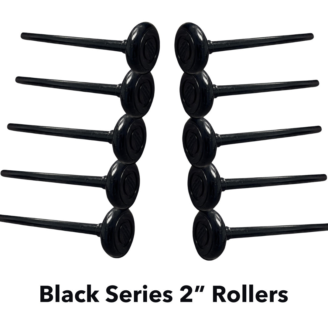 2" Roller, 6200ZZ Bearing Extra Quiet Nylon Garage Door Roller, 7" Stem, Pack of 10 Black Series - Garage and Sliding Door Hardware