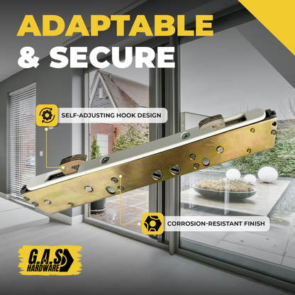 10" Dual Point Mortise Lock, 9-7/8" Hole Spacing, Compatible with either Center or Offset Latch Position - Garage and Sliding Door Hardware