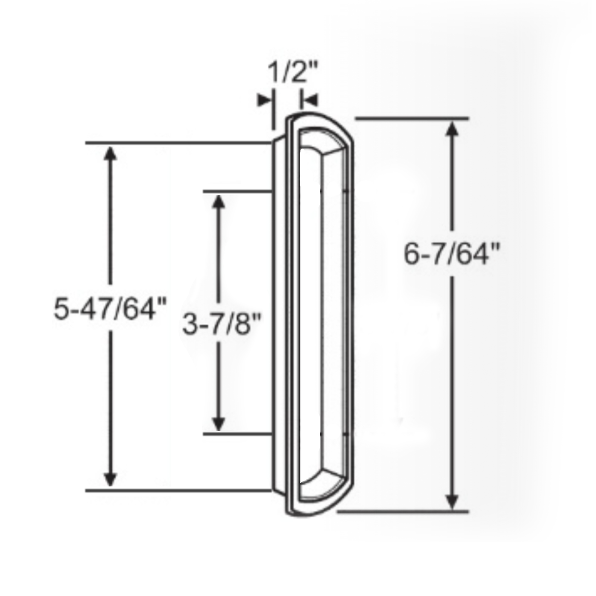 Recessed Plate Exterior Pull Handle for Sliding Door (DH-16-740) - Garage and Sliding Door Hardware