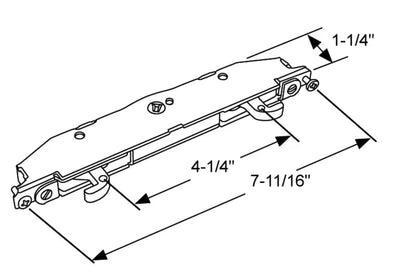 Vanguard Sliding Patio Door Mortise Lock with 7-11/16" Hole Spacing - DL-16-544WX - Garage and Sliding Door Hardware