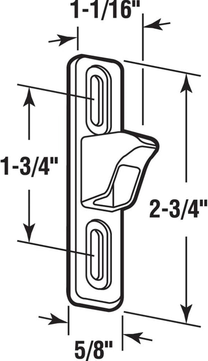 Sliding Door Keeper 1-11/16 In. Mounting Holes | Fix and Repair Glass Door Lock Keeper Replacement - Garage and Sliding Door Hardware