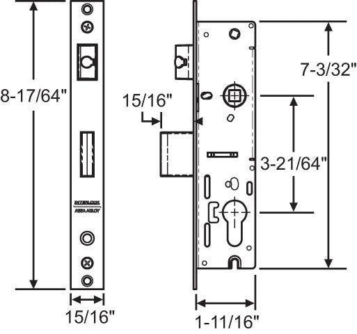 8-17/64" Interlock Single Point Stainless Steel Mortise Lock - Garage and Sliding Door Hardware