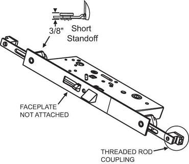 Ashland PGT Active Concealed Multi Point Door Mortise Lock 2-3/8IN Backset No Faceplate 5/16-18 Coupling Thread
 (DL-56-175) - Garage and Sliding Door Hardware