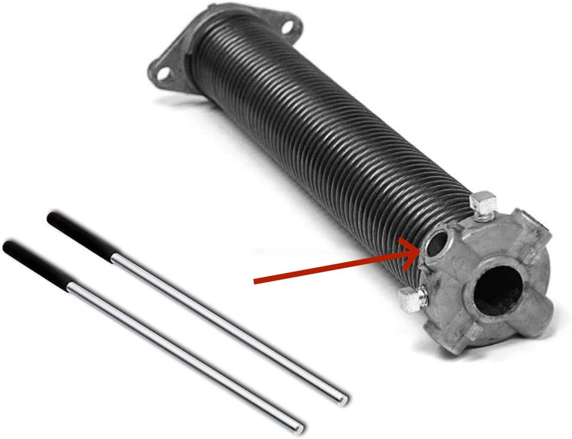 2 Pack 18 Inch Winding Rods for Garage Torsion Springs Repair Replacement, 0.5inch Diameter Steel Winding Bars for Adjusting or Replacing Garage Door Tension Springs with Rubber Handle - Garage and Sliding Door Hardware