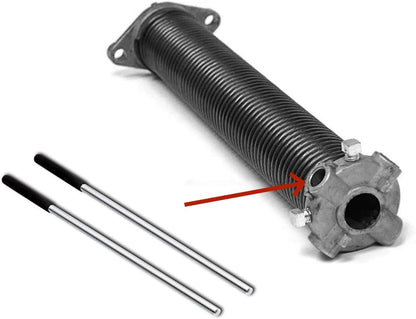 2 Pack 18 Inch Winding Rods for Garage Torsion Springs Repair Replacement, 0.5inch Diameter Steel Winding Bars for Adjusting or Replacing Garage Door Tension Springs with Rubber Handle - Garage and Sliding Door Hardware