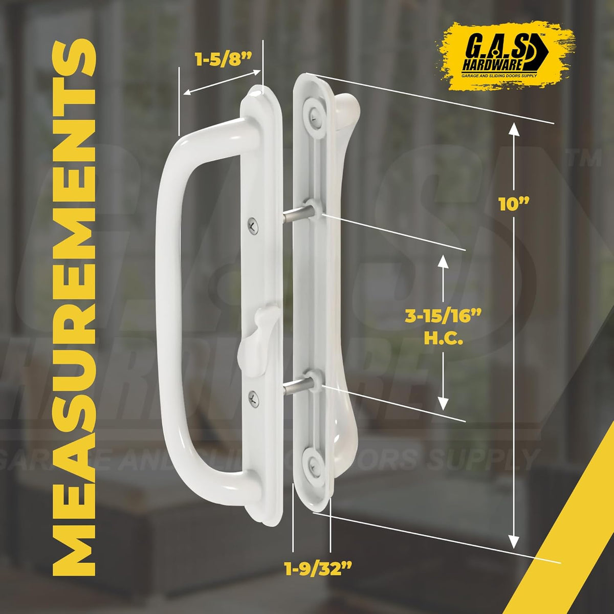 (DH-341-WHITE) Truth Sliding Door Handle Set, Off Set Latch, No Key, 3-15/16" Hole Space-White - Garage and Sliding Door Hardware