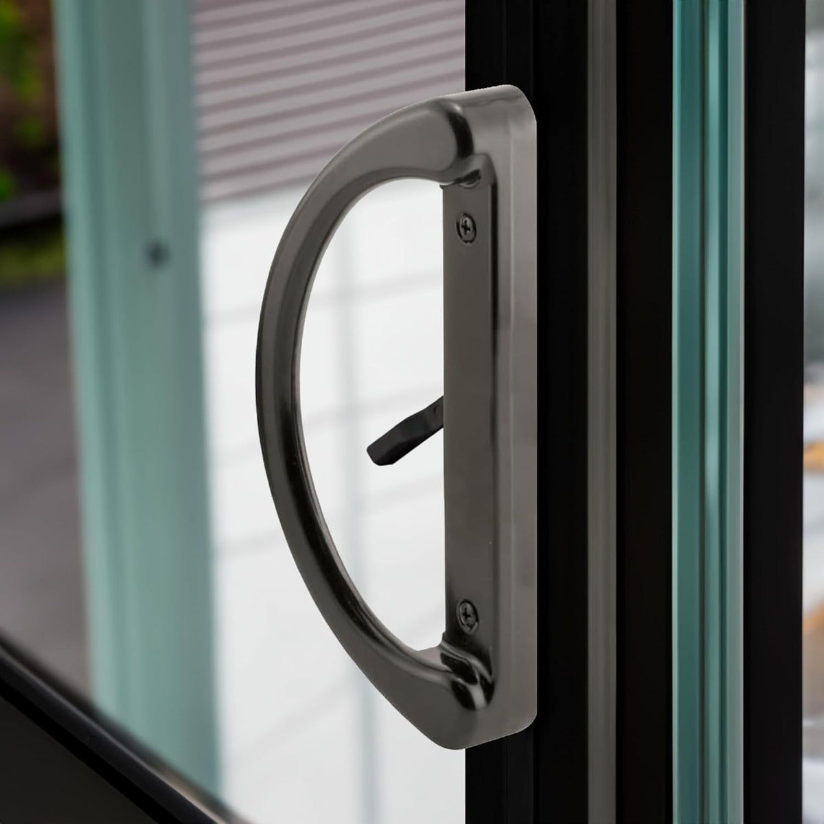 (DH-212-B) D-Grip with Lever Handle for Sliding Doors, 3-15/16" Hole Space- Black - Garage and Sliding Door Hardware