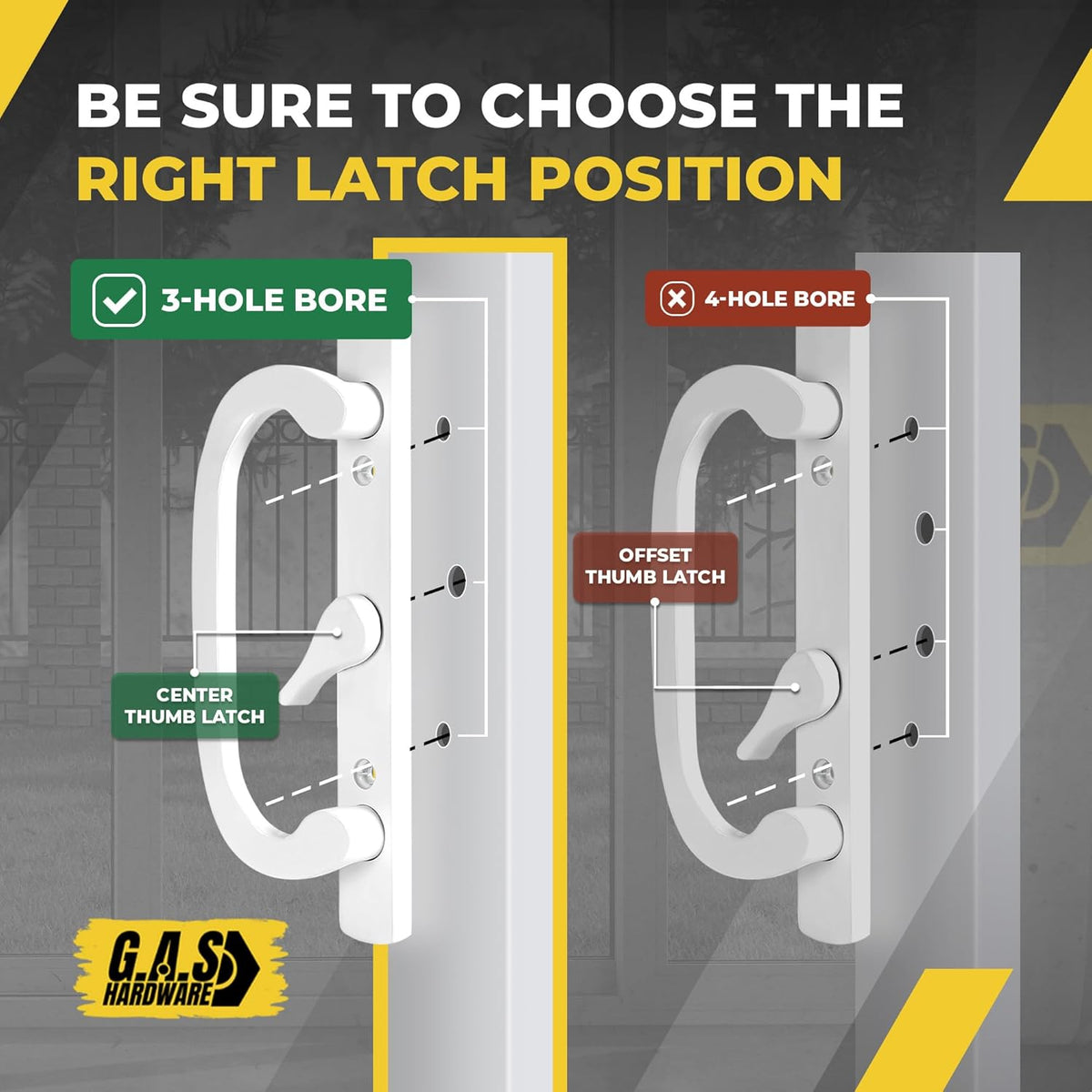 (DH-211-W) Legacy Handle Set for Sliding Doors, 3-15/16" Hole Space- WHITE - CENTER LATCH - Garage and Sliding Door Hardware