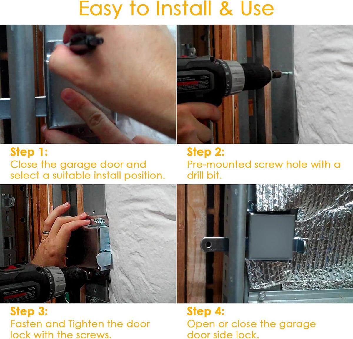 Residential Garage Door Universal and Adjustable Lock System | Lock Replacement for Garage Door Repair | Hardware Lock Garage Repair | Slide Lock Garage Door Security - Garage and Sliding Door Hardware