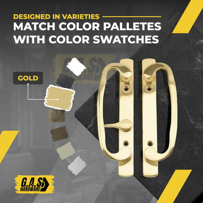 Sliding Patio Door Handle Set Sash Controls 2265- OFFSET (GOLD) - Garage and Sliding Door Hardware