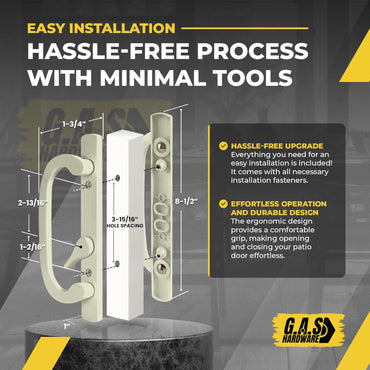 Legacy Handle Set for Sliding Glass Doors - OFF SET LATCH - Almond - Garage and Sliding Door Hardware