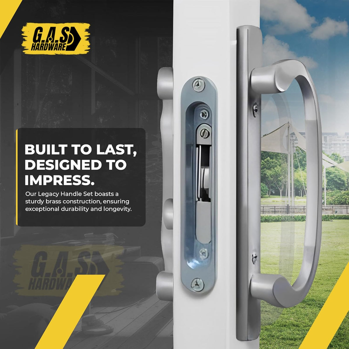Sliding Patio Door Handle Set Sash Controls 2265- OFFSET (Brushed Chrome) - Garage and Sliding Door Hardware