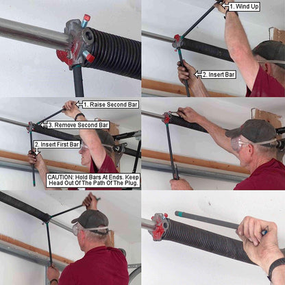 2 Pack 18 Inch Winding Rods for Garage Torsion Springs Repair Replacement, 0.5inch Diameter Steel Winding Bars for Adjusting or Replacing Garage Door Tension Springs with Rubber Handle - Garage and Sliding Door Hardware