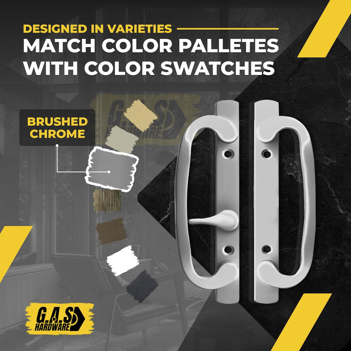 Sliding Patio Door Handle Set Sash Controls 2265- OFFSET (Brushed Chrome) - Garage and Sliding Door Hardware