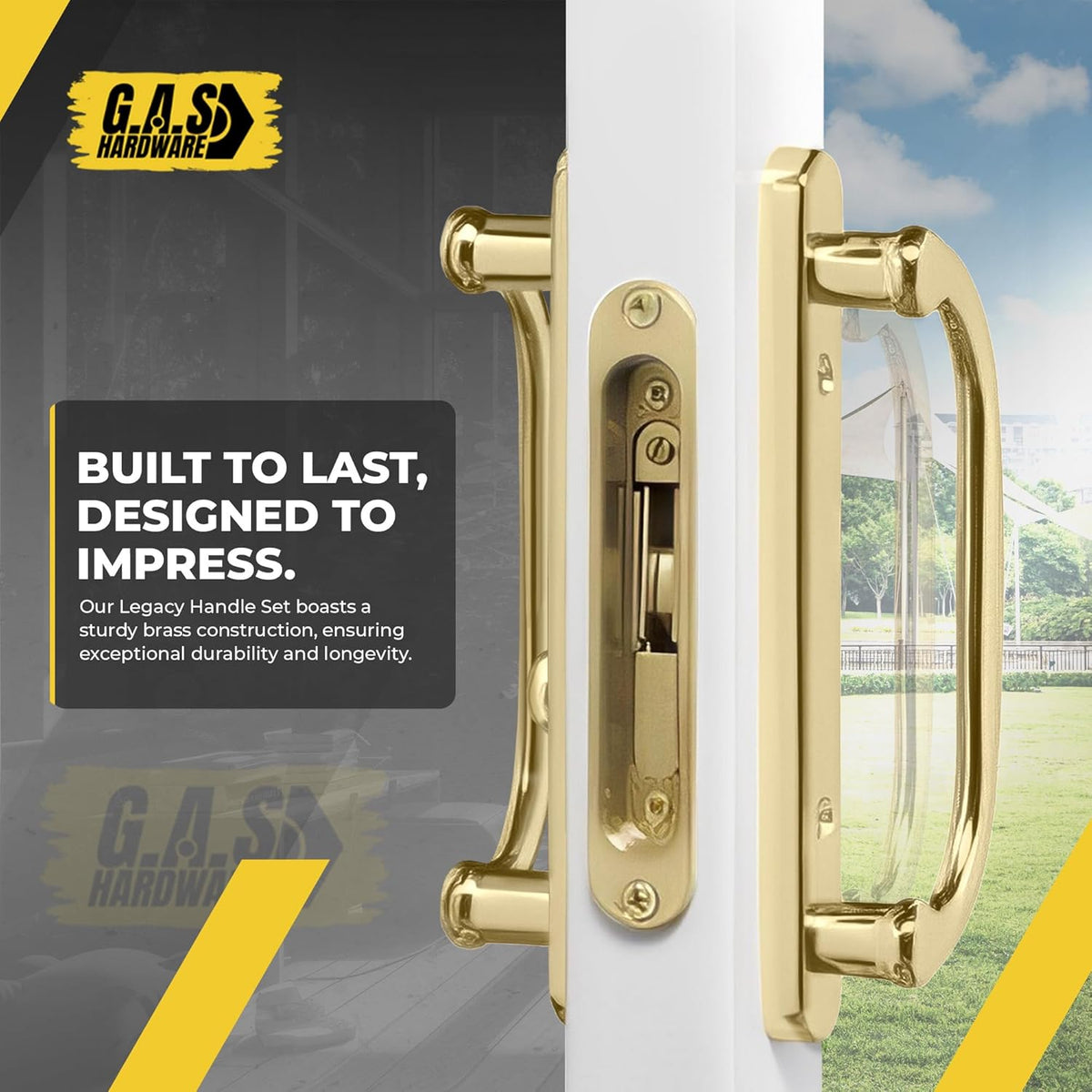 Sliding Patio Door Handle Set Sash Controls 2265- OFFSET (GOLD) - Garage and Sliding Door Hardware