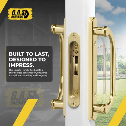 Sliding Patio Door Handle Set Sash Controls 2265- OFFSET (GOLD) - Garage and Sliding Door Hardware