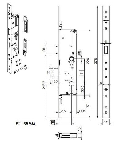 Giesse Multipoint Lock Gear 856-10021 - Garage and Sliding Door Hardware