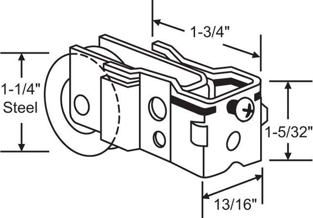 (DR-138-SP) Acorn Roller for Sliding Glass Doors - Garage and Sliding Door Hardware
