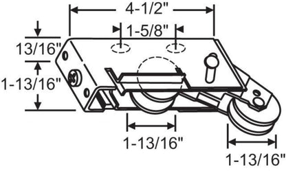 (DR-412) Fleetwood Tandem Door Roller For Sliding Patio Door Regular Steel - Garage and Sliding Door Hardware