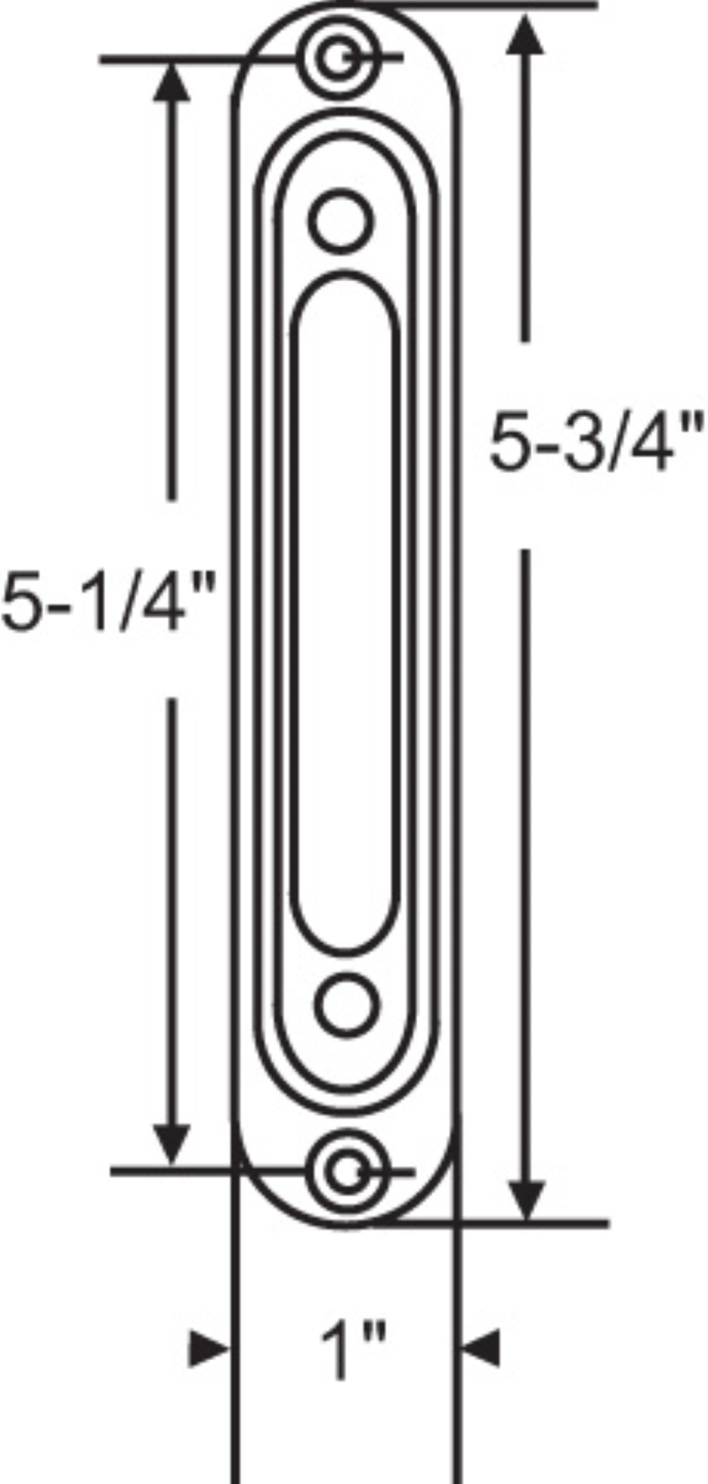 5-3/4" Pocket Trim Adapter Plate with 5-1/4" Hole Spacing - Garage and Sliding Door Hardware