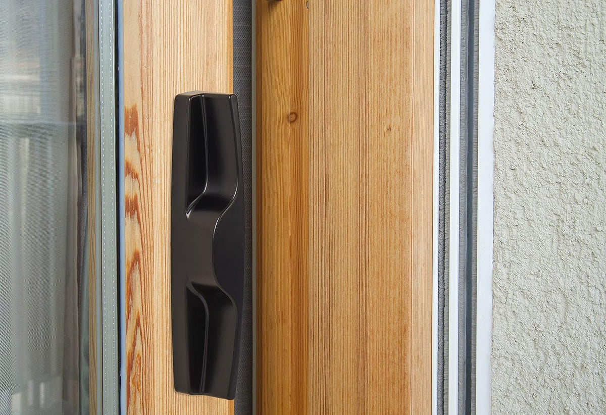 Surface Mounted Replacement Wooden Handle Sliding Patio Internal Door Latch Set, Black - Internal Sliding Glass Door Handle 3-1/2 Inch Hole Spacing - Garage and Sliding Door Hardware