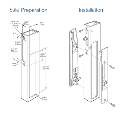 (DH-391-B) Adams Rite Flush Mount Handle No Mortise Lock, Black - Garage and Sliding Door Hardware