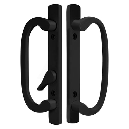 (DH-211-BLACK) Legacy Handle Set for Sliding Doors, 3-15/16" Hole Space-  BLACK- OFF SET LATCH - Garage and Sliding Door Hardware