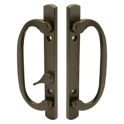(DH-211-BRONZE) Legacy Handle Set for Sliding Doors, 3-15/16" Hole Space- BRONZE- OFF SET LATCH - Garage and Sliding Door Hardware