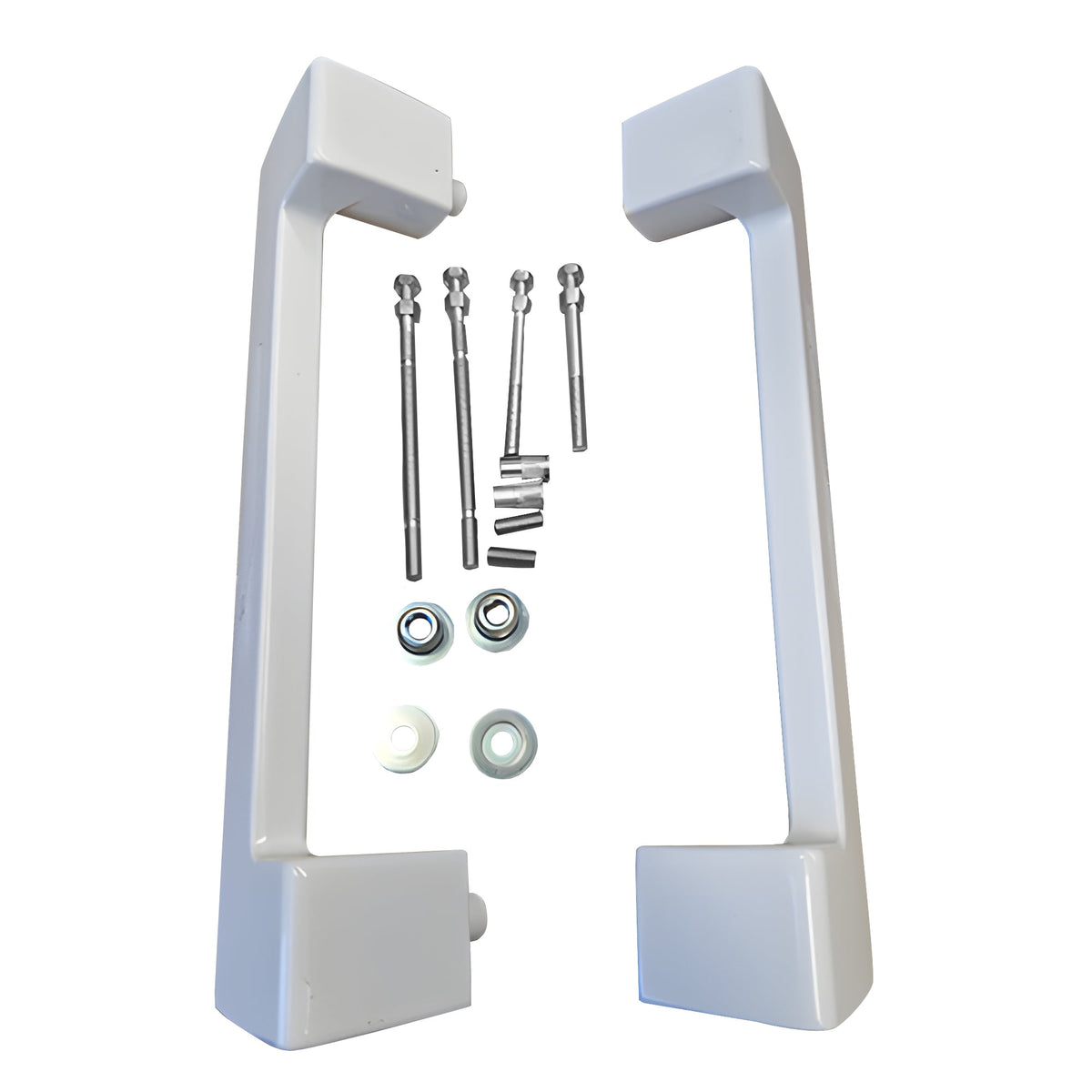 White Interlock Crest Sliding Patio Door Handle 13-714W - Garage and Sliding Door Hardware
