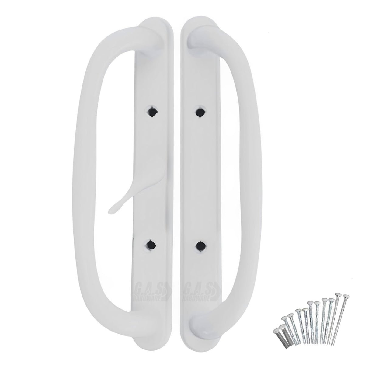 (DH-430-W) Truth Sliding Door Handle Set, Center Latch, No Key, 3-15/16" Hole Space- White - Garage and Sliding Door Hardware
